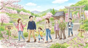 七福神めぐり（春）イラスト